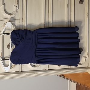 Strapless sweetheart neckline blue dress